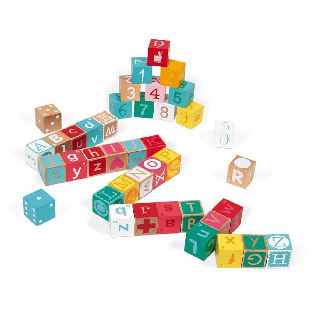 Janod - Kubix 40 Blocks Letters / Numbers - Emmbaby Canada