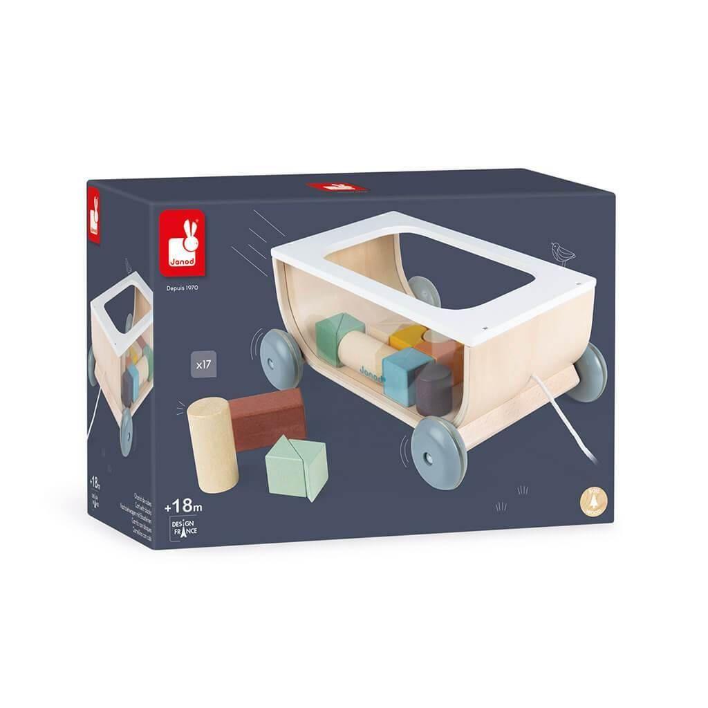 Janod - Sweet Cocoon Cart with Blocks - Emmbaby Canada