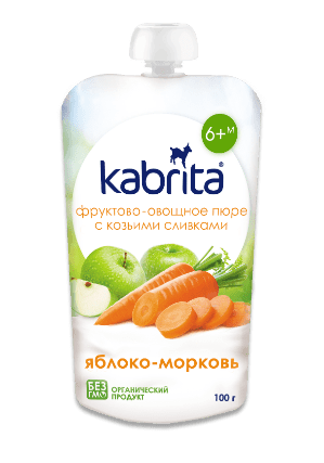 Kabrita Carrot And Apple Puree With Sweet Goat Milk Cream 100 G - 6 Pouches - Emmbaby Canada