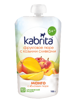 Kabrita Mango And Apple Puree With Sweet Goat Milk Cream 100 G - 6 Pouches - Emmbaby Canada