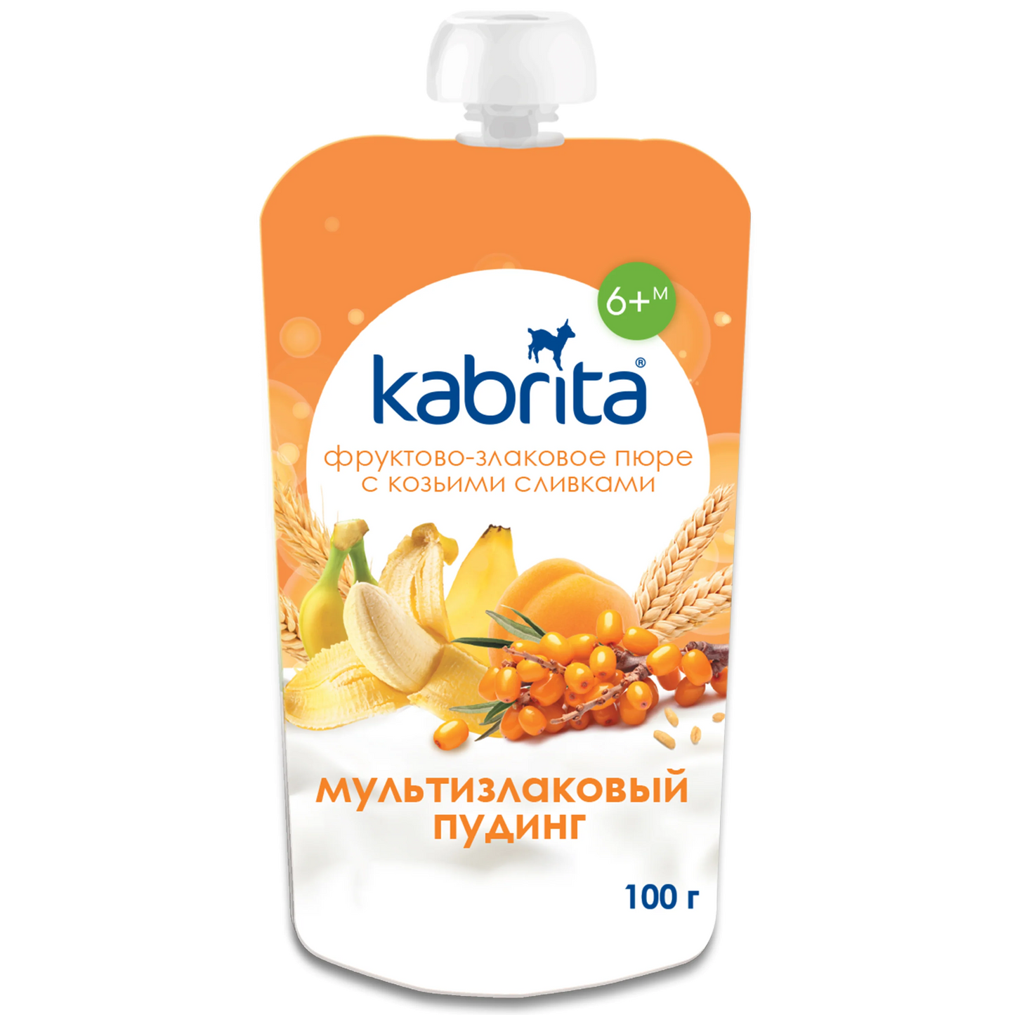 Kabrita Multi-Grain Pudding With Sea Buckthorn, Fruit And Goat Cream 100 G - 6 Pouches - Emmbaby Canada