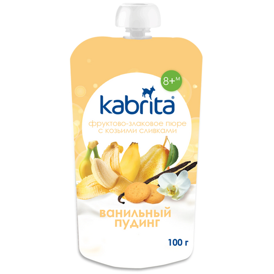 Kabrita Vanilla Pudding With Fruit, Cereal And Goat Cream 100 G - 6 Pouches - Emmbaby Canada