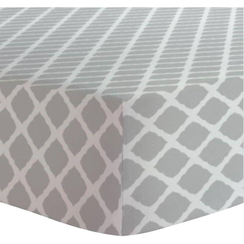 Kushies - BEN&NOA Crib Sheet Flannel - Grey Lattice - EmmBaby