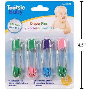 Tootsie Baby, 8-pc Baby Diaper Pins - Emmbaby Canada