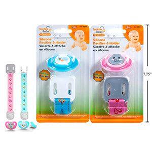 Tootsie Baby, "Zoo" Silicone Pacifier & Holder Set - Emmbaby Canada