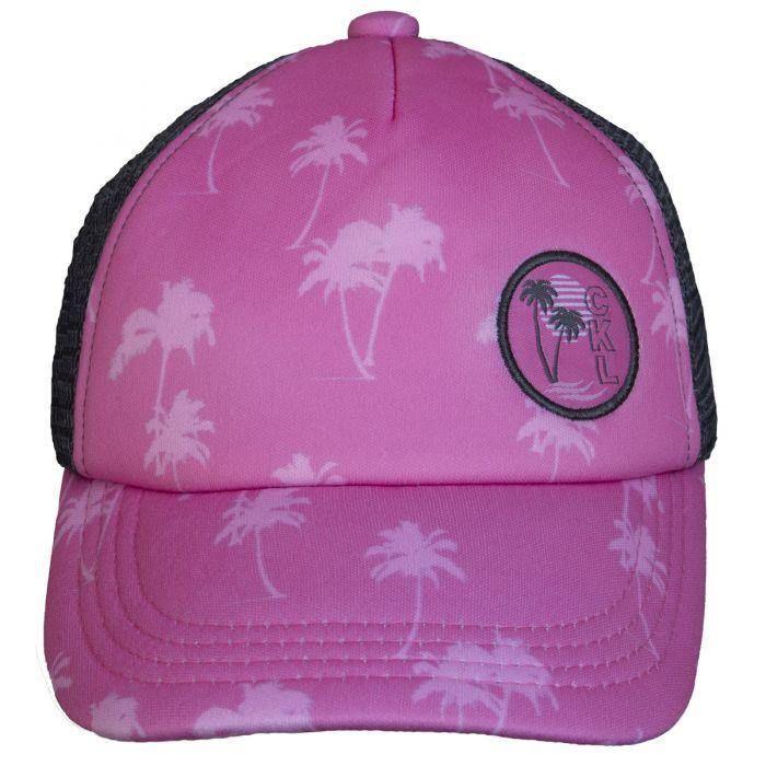 Trucker Palm Tree Ball Hat Pink/Blue - Emmbaby Canada