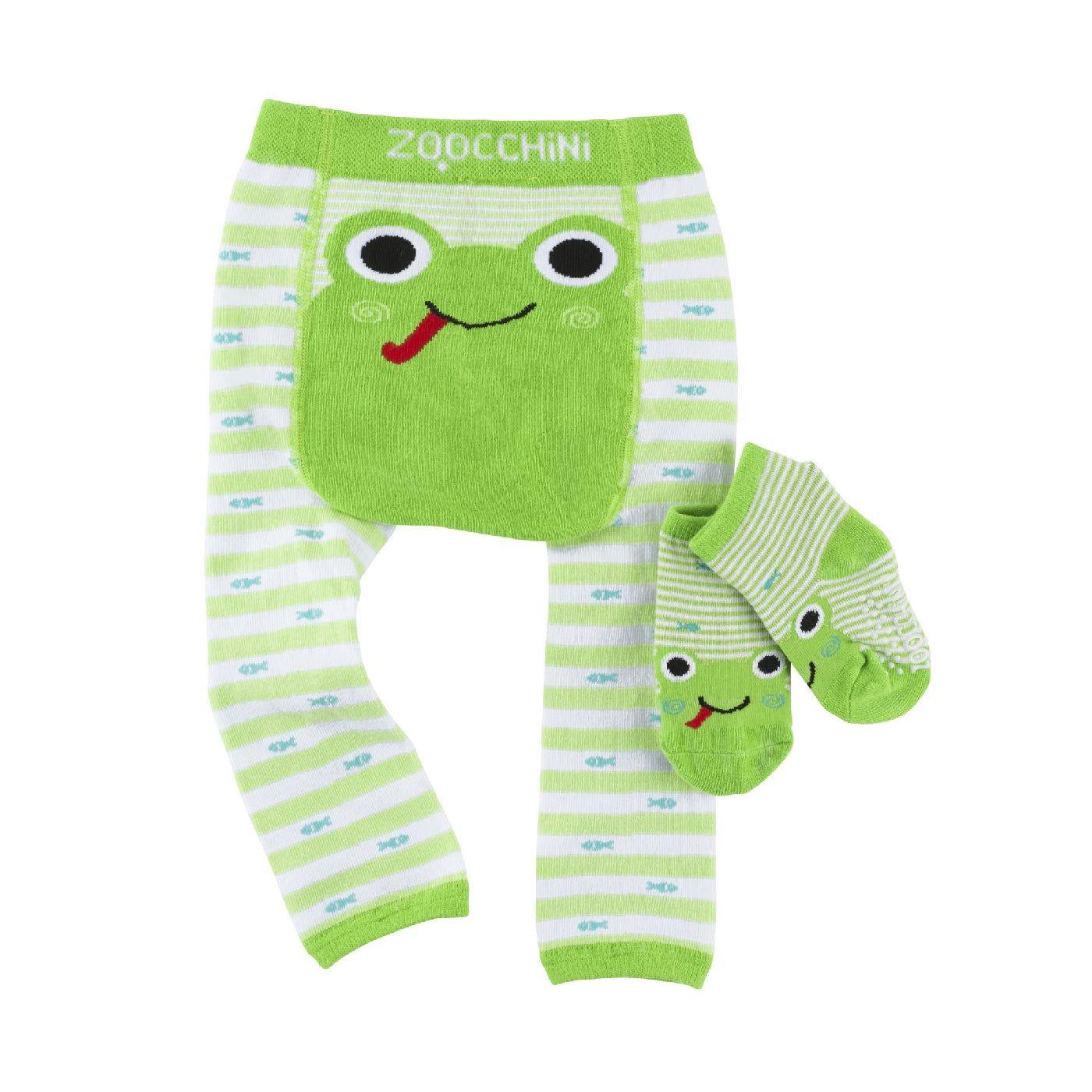 Zoocchini - grip+easy™ Crawler Legging & Sock Set - Flippy Frog - Emmbaby Canada