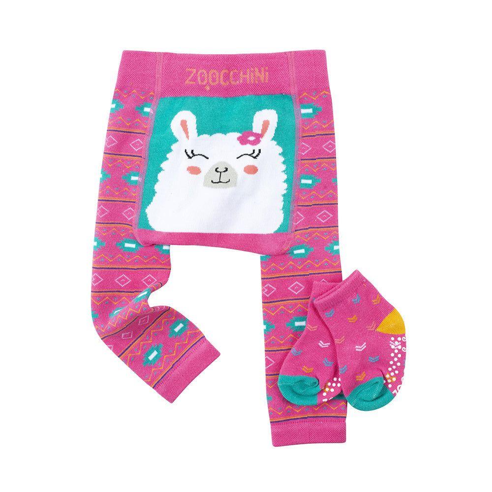 Zoocchini - grip+easy™ Crawler Legging & Sock Set - Laney Llama - Emmbaby Canada