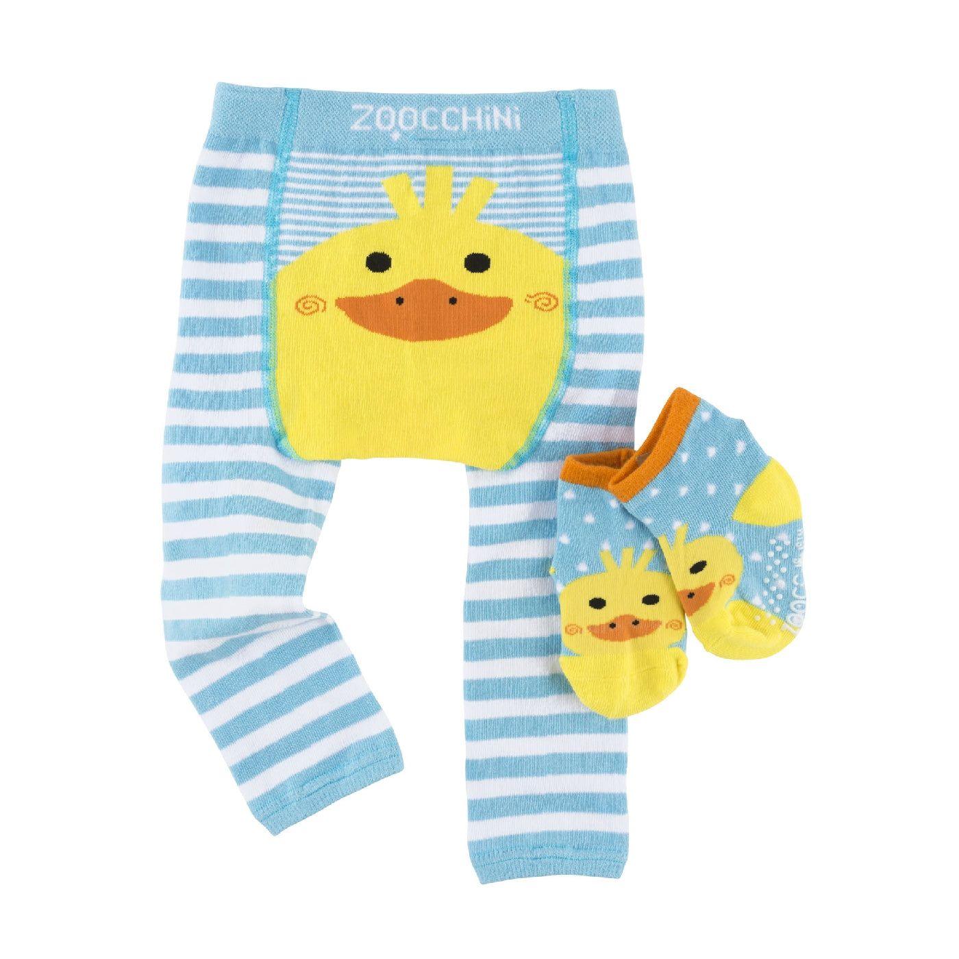 Zoocchini - grip+easy™ Crawler Legging & Sock Set - Puddlies Duck - Emmbaby Canada