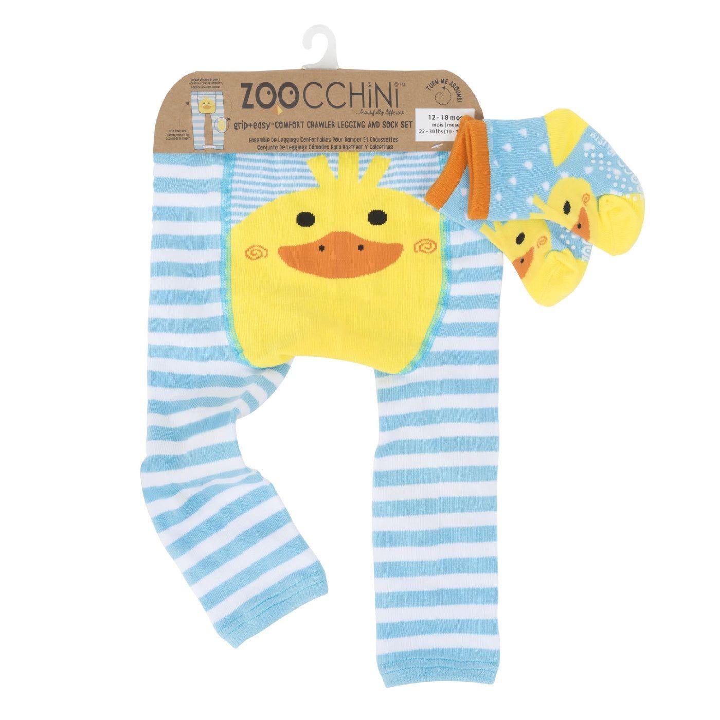 Zoocchini - grip+easy™ Crawler Legging & Sock Set - Puddlies Duck - Emmbaby Canada