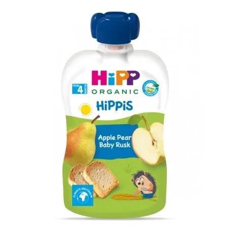 HiPP Hippis Apple Pear Puree With Baby Rusk 100G - 6 Pouches - Emmbaby Canada