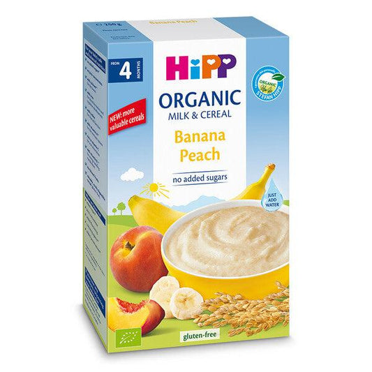 HiPP Banana Peach Organic Milk & Cereal 250g - 3 Pack - Emmbaby Canada