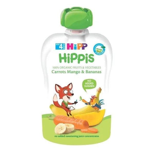 HiPP Hippis Carrots Mango & Bananas Puree 100G - 6 Pouches - Emmbaby Canada