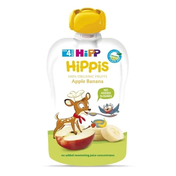 HiPP Hippis Apple Banana Puree 100g - 6 Pouches - Emmbaby Canada