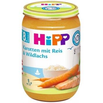 HiPP Carrots With Rice And Wild Salmon Puree 220G - 6 Jars - Emmbaby Canada