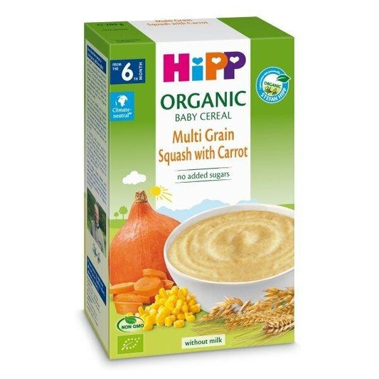 HiPP Multi Grain Squash With Carrot Organic Baby Cereal 200 G - 3 Pack - Emmbaby Canada